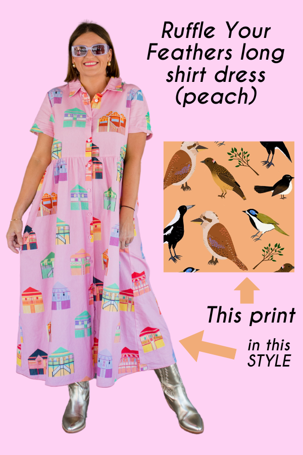 PRE-ORDER Ruffle Your Feathers (peach) long shirt dress