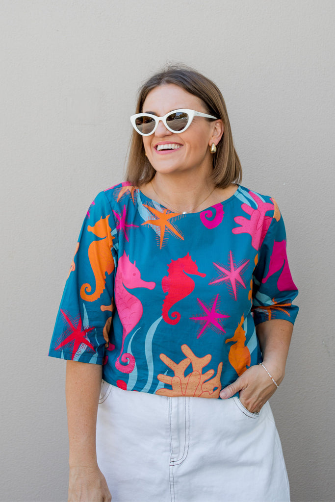 Deep Water Whimsy cropped top