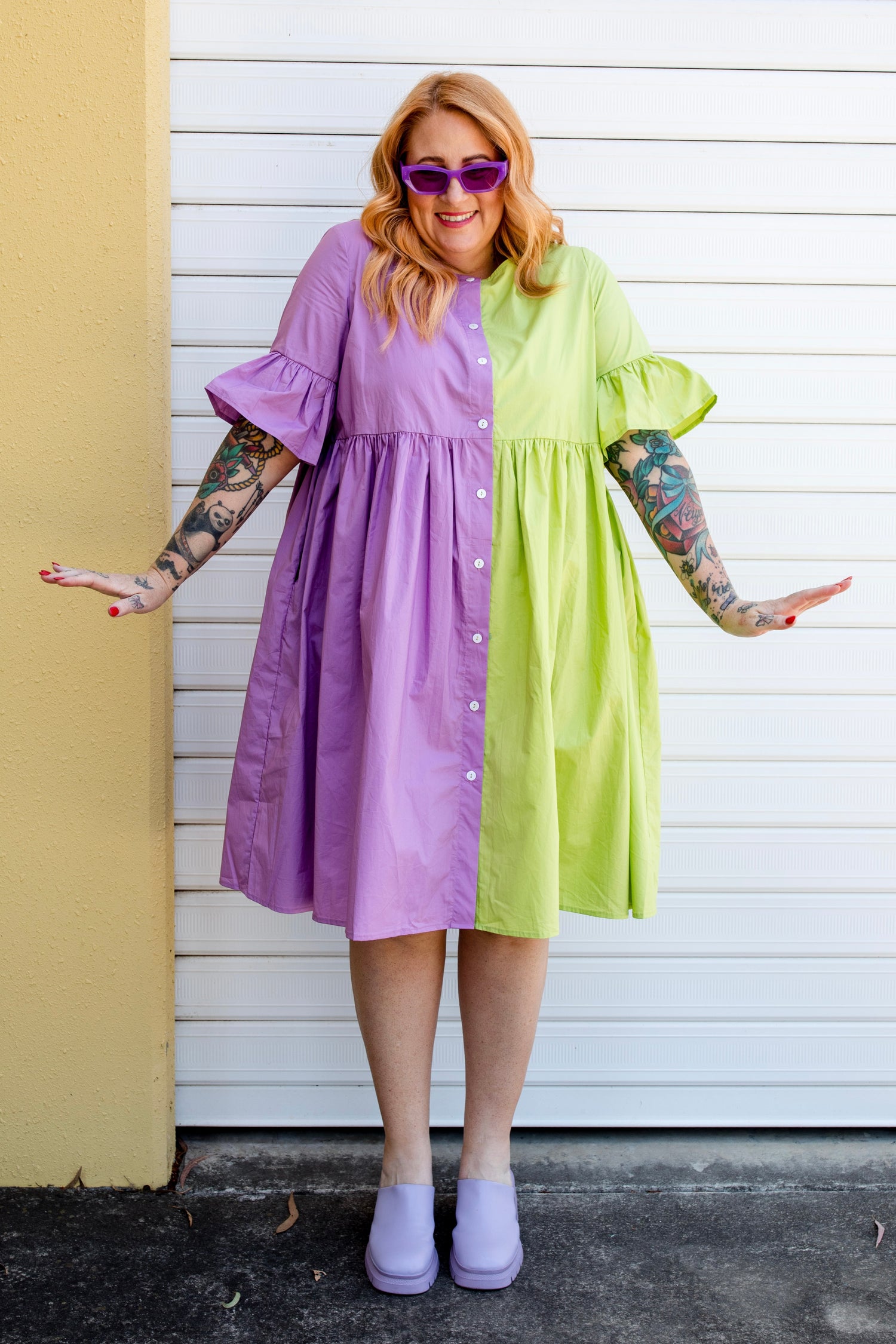 Half Half smock dress