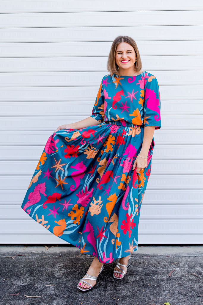 Deep Water Whimsy tiered skirt