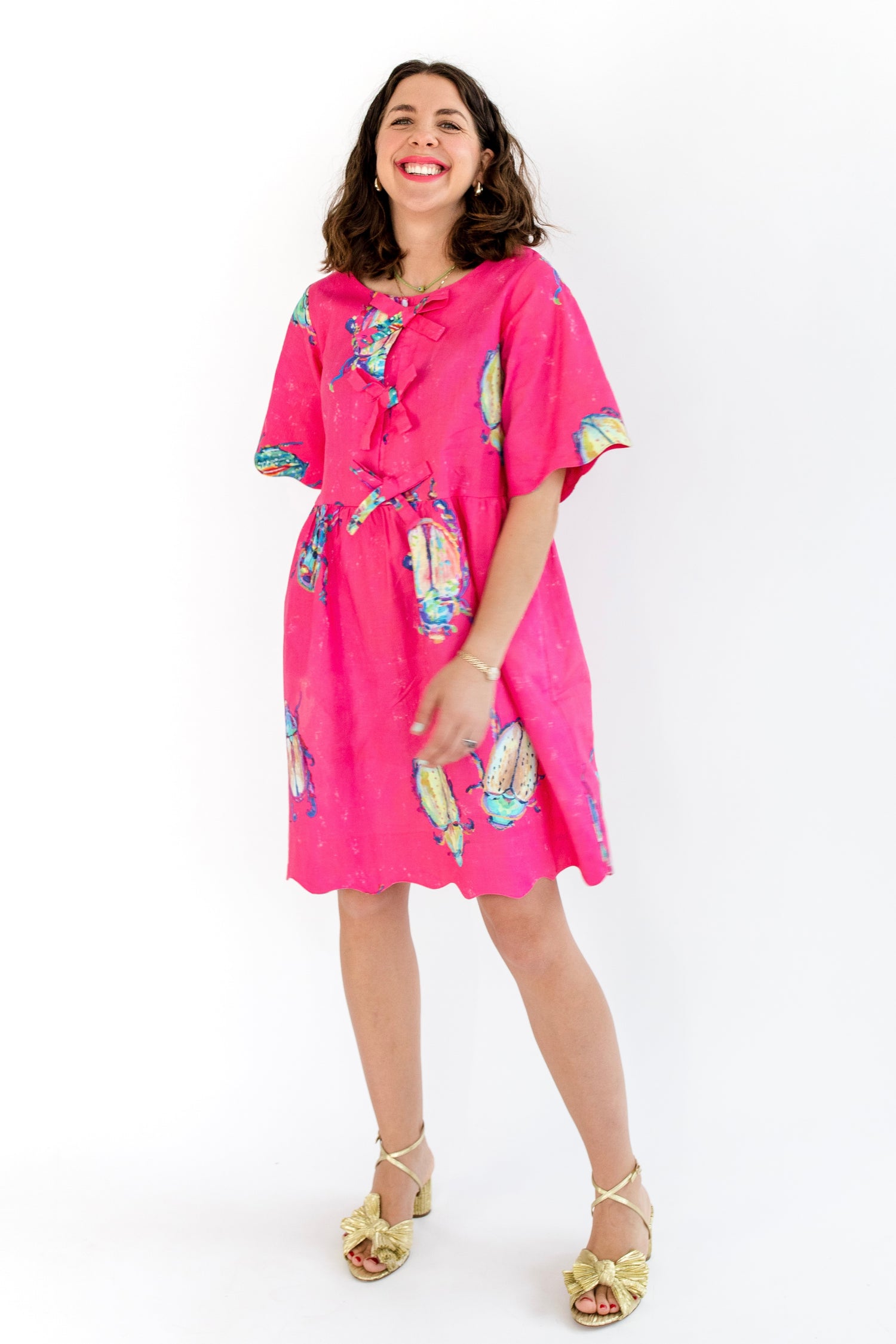 Pinkmas Beetle Wavy Dress