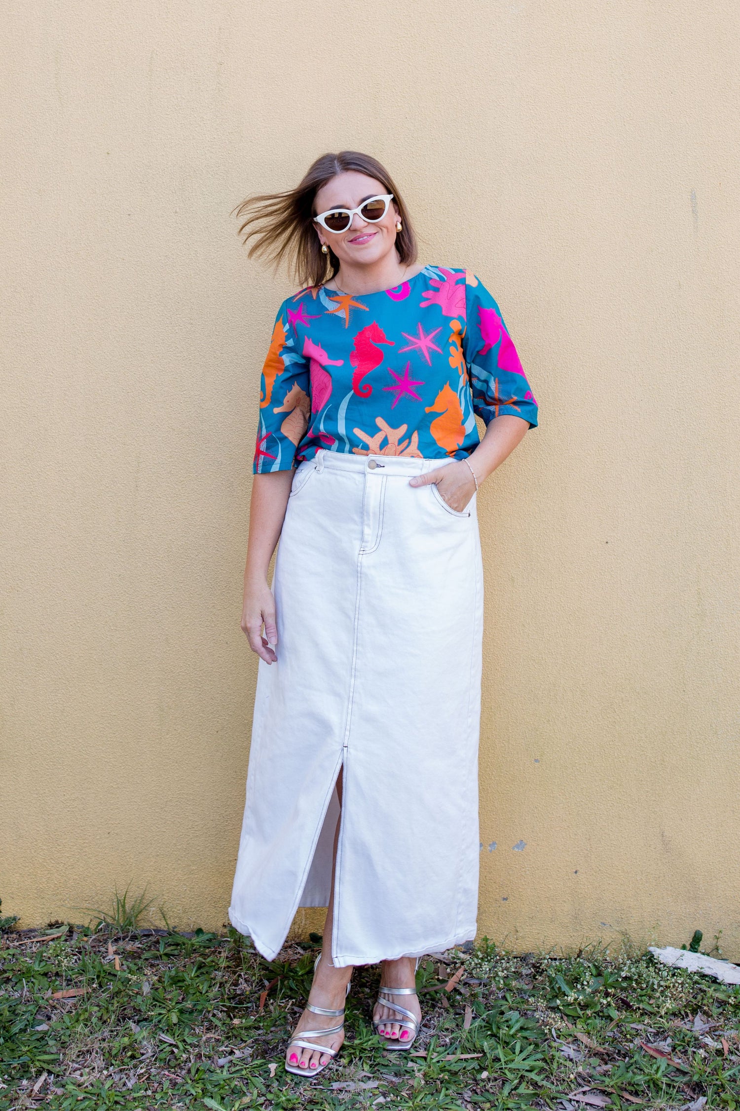 Deep Water Whimsy cropped top