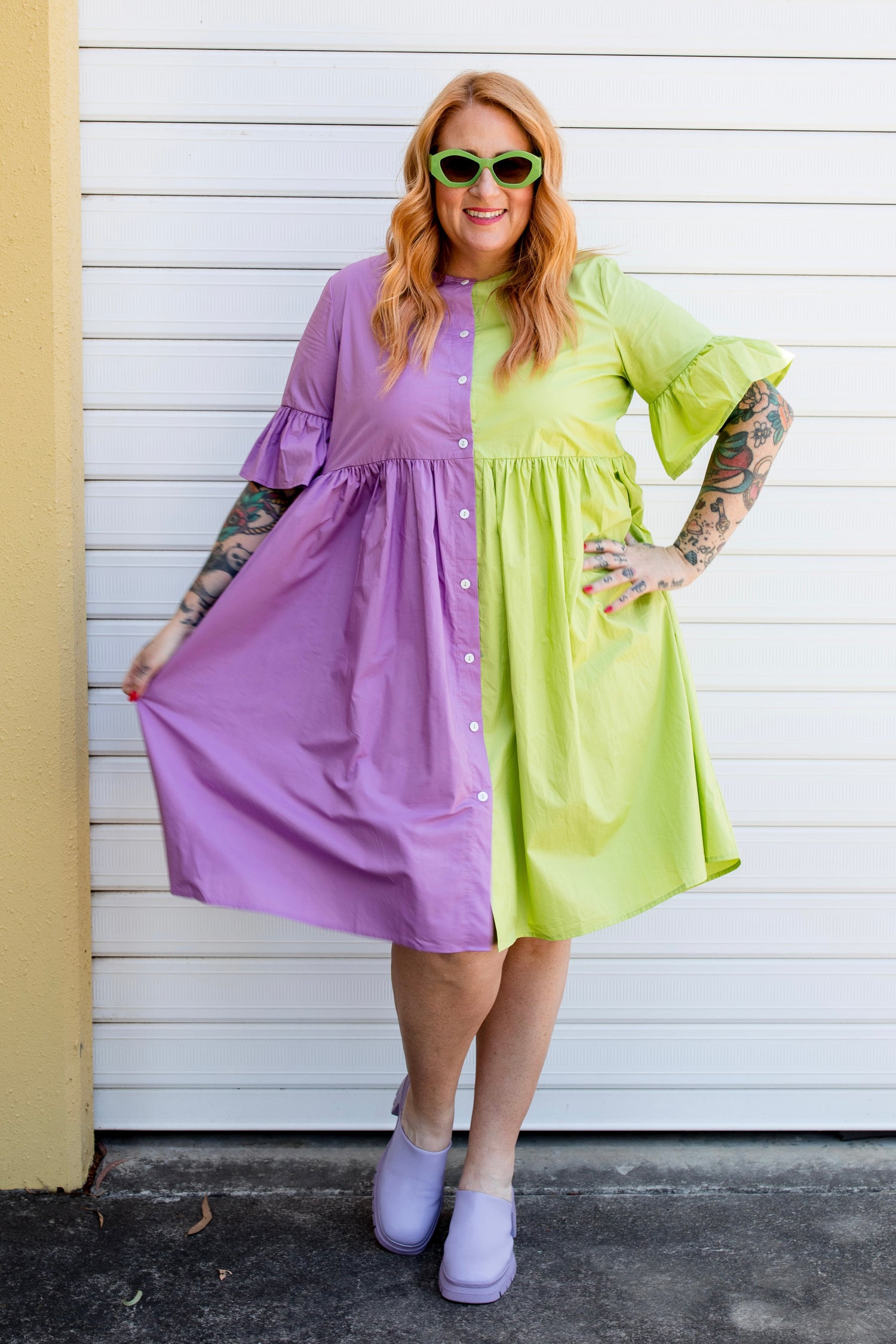 Half Half smock dress