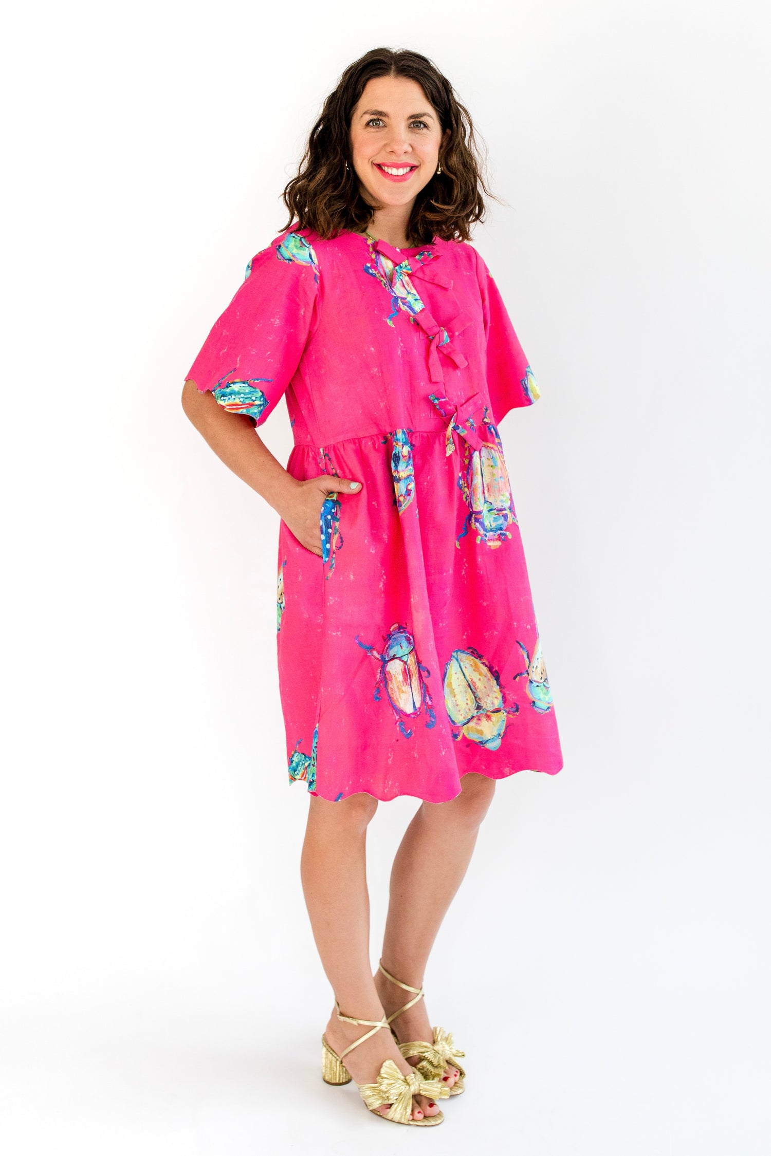 Pinkmas Beetle Wavy Dress