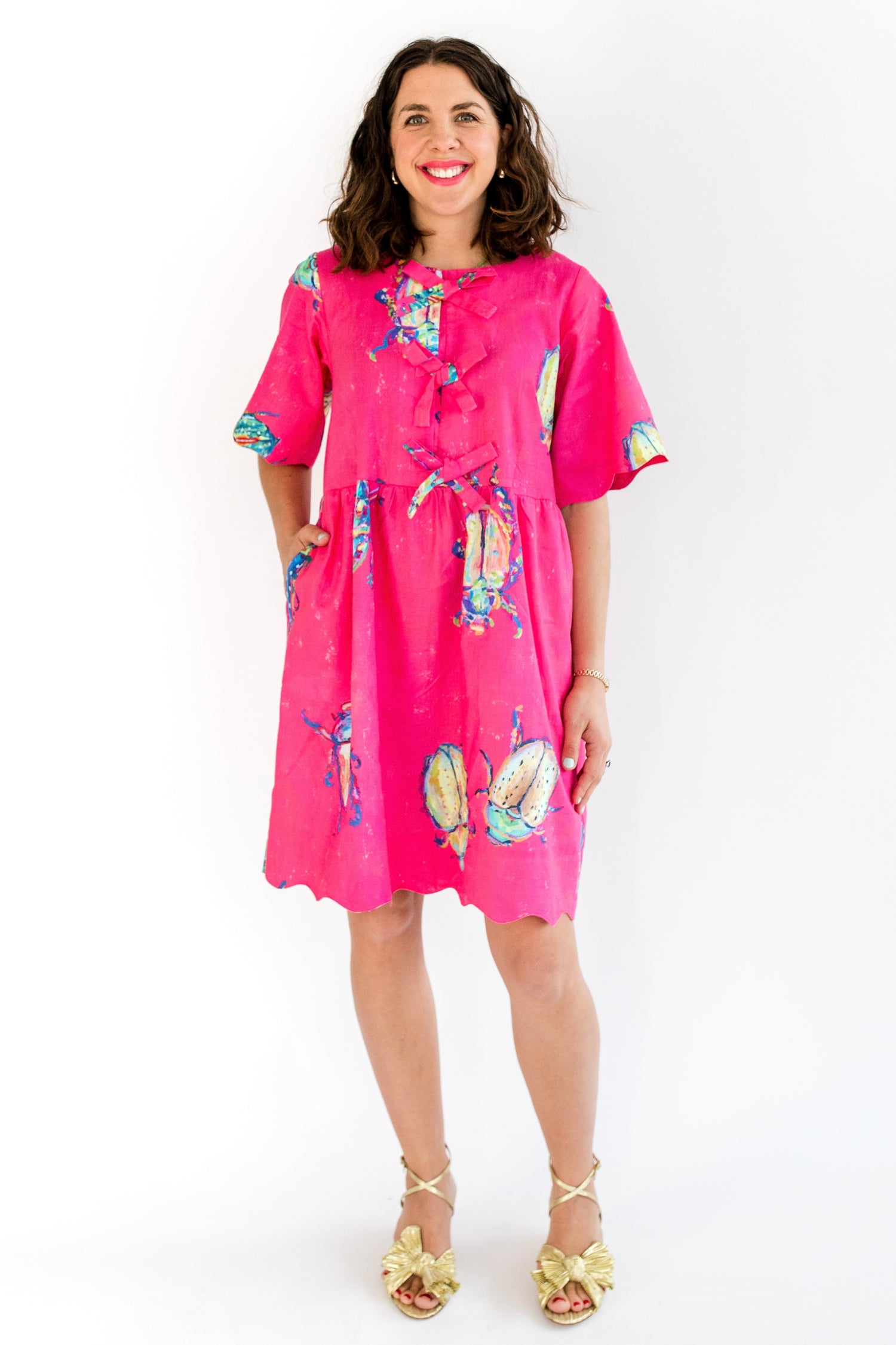 Pinkmas Beetle Wavy Dress