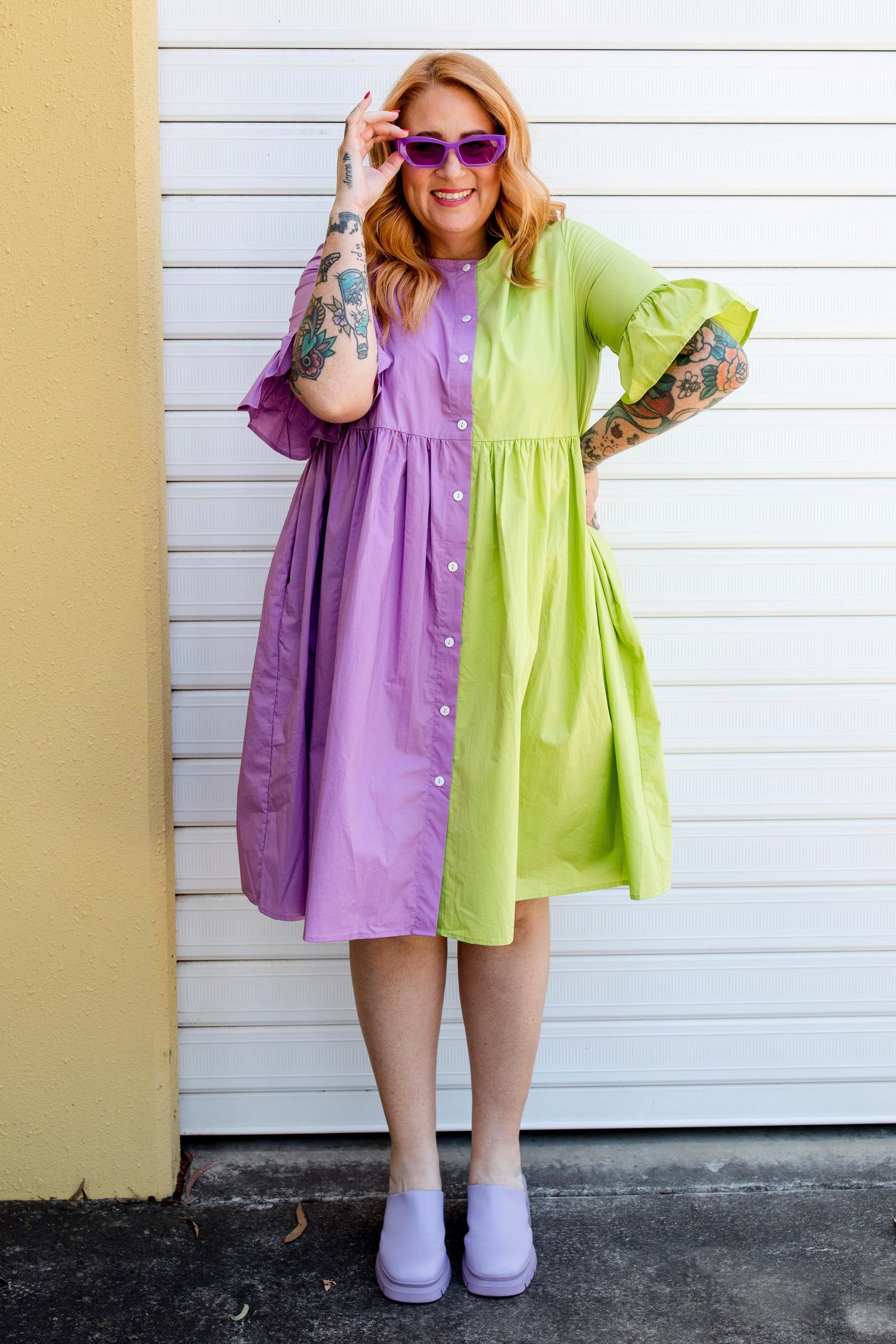 Half Half smock dress