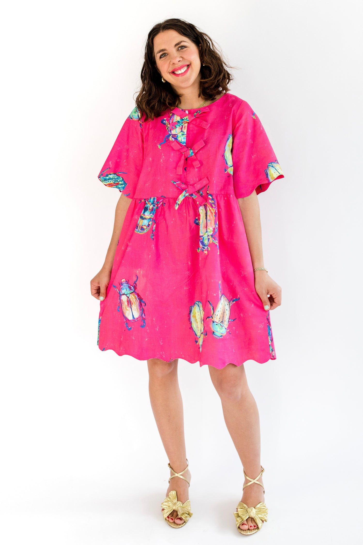 Pinkmas Beetle Wavy Dress