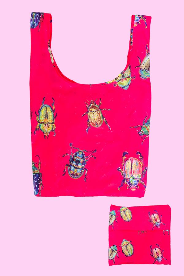 Pinkmas Beetle shopping tote