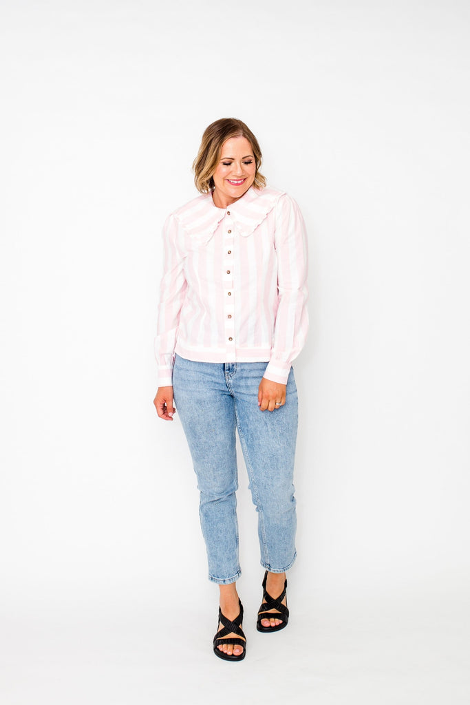 Zinnia pink stripe shirt
